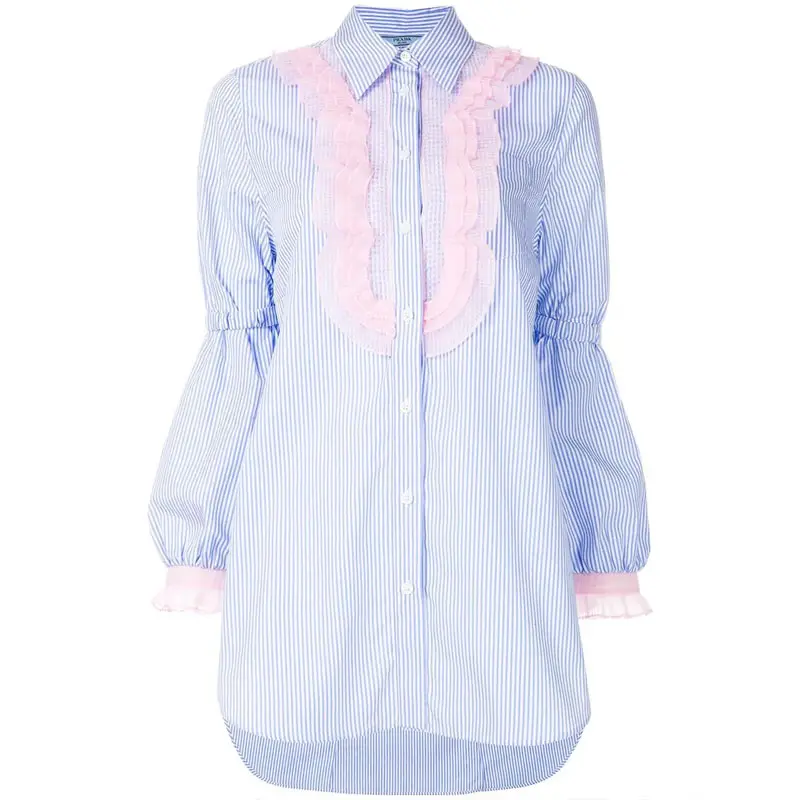 PRADA Shirts Women's Blue Lapel Moderate