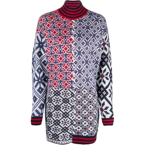 【Previous Season】patchwork-detail roll neck dress