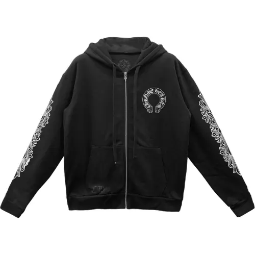 Chrome Hearts Horseshoe Floral Cross Sleeve Zip Up Hoodie