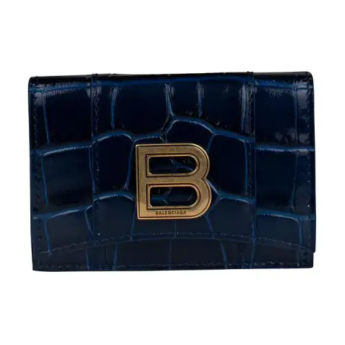 Balenciaga Hourglass Calfskin Coin Purse Wallet Mini Women's Green