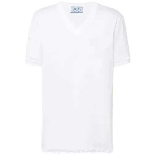PRADA T Shirts Women's White Crew Neck Straight Fit