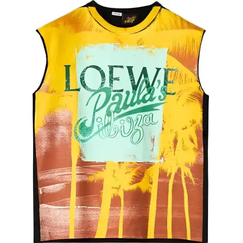 LOEWE T Shirts Men's Yellow Crew Neck Moderate Straight Fit