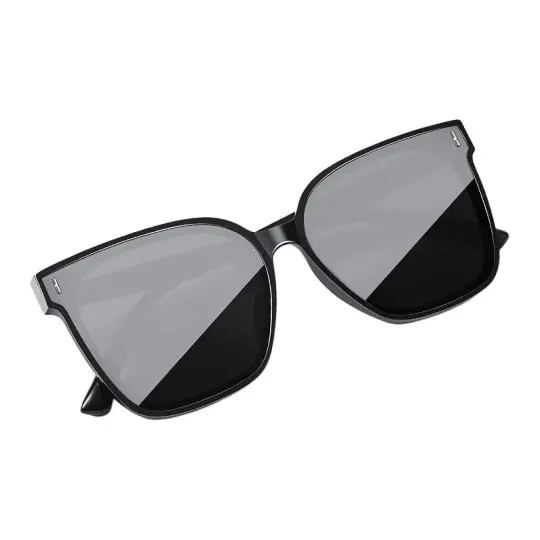 VEGOOS TR/Memory Plastic Square Sunglasses Unisex Black Frame