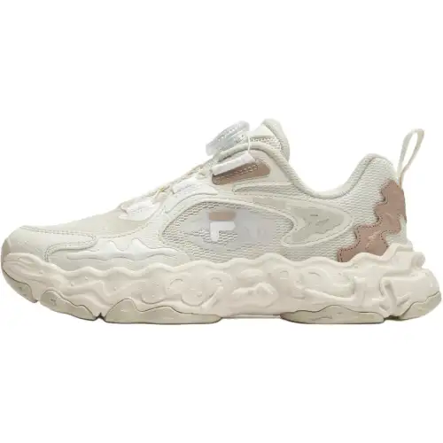 FILA KIDS Synthetic leather fabric FOSSIL fossil shoes classic culture sports leisure comfortable and versatile lightweight shock-absorbing low-top children's running shoes milk white/phila white teenagers
