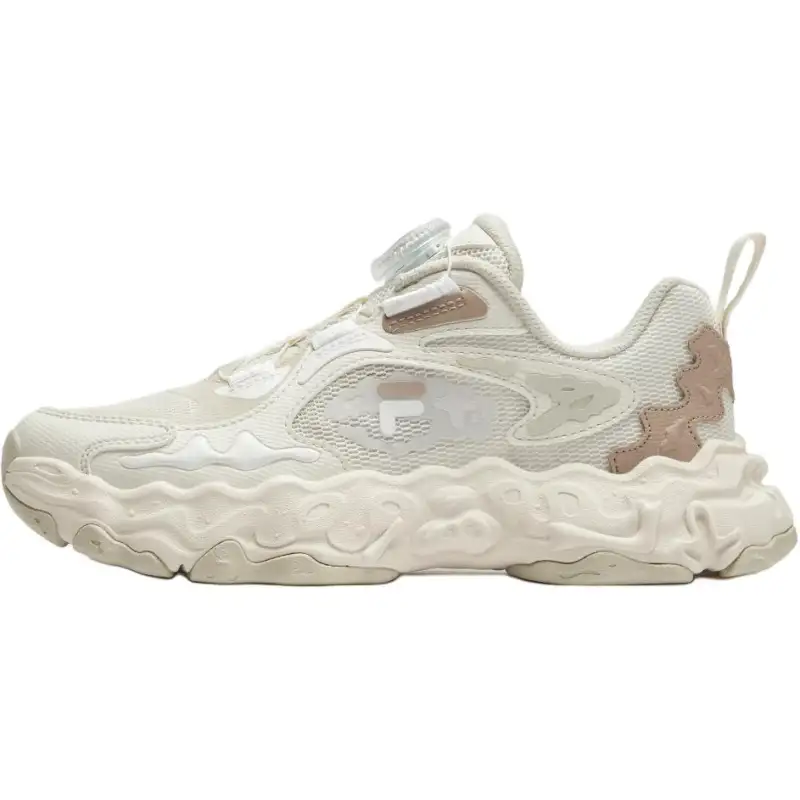 FILA KIDS Synthetic leather fabric FOSSIL fossil shoes classic culture sports leisure comfortable and versatile lightweight shock-absorbing low-top children's running shoes milk white/phila white teenagers
