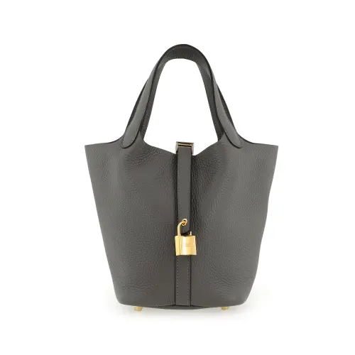 HERMES Picotin Lock Clemence Bullock Leather Basket Bag, Bucket Bag, Handbag 18 Women's 0L Grismeyer Rain Cloud Gray