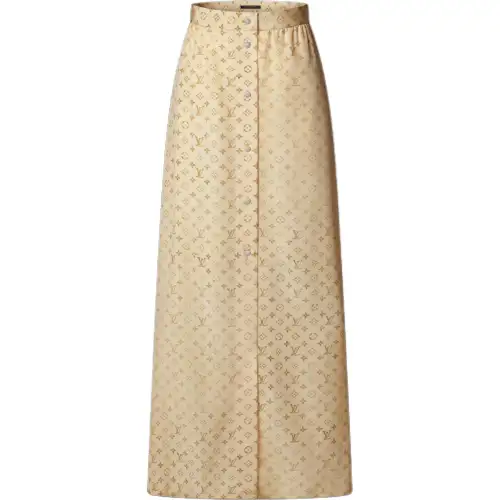Lv Washed Monogram Maxi Skirt