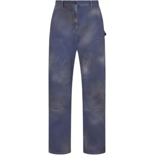 DIOR Cargo Pants Women's Blue Moderate Straight Fit Pants