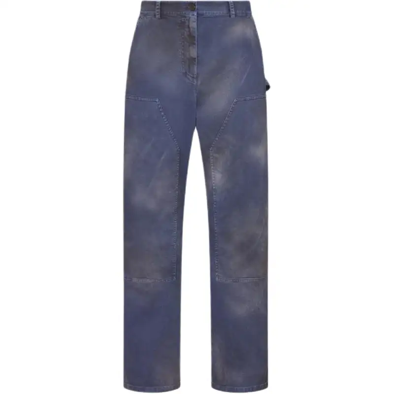 DIOR Cargo Pants Women's Blue Moderate Straight Fit Pants