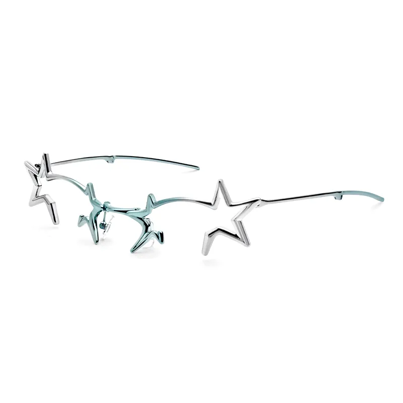GENTLE MONSTER Irregular Shape Eyeglass Frames Unisex Silver Green