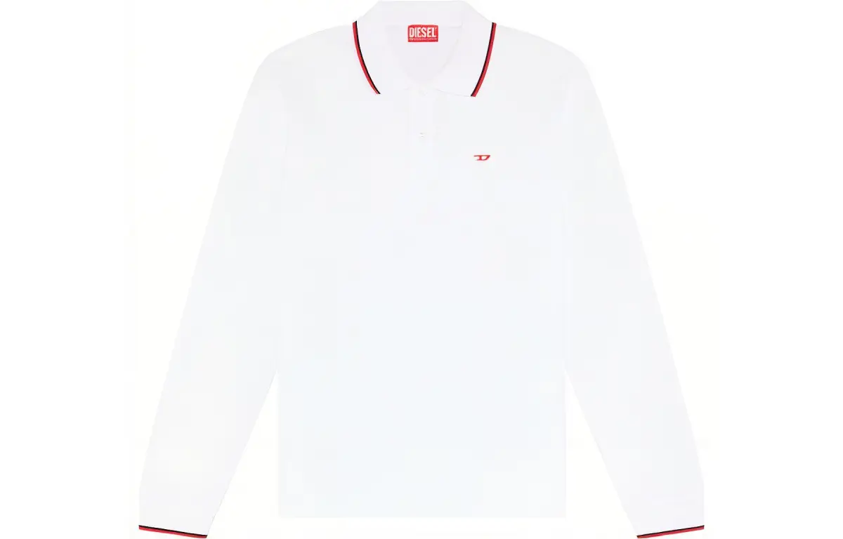 DIESEL Polo Shirts Men's White Polo Collar Moderate Straight Fit