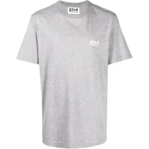 Golden Goose T Shirts Men's Gray Crew Neck Moderate Straight Fit