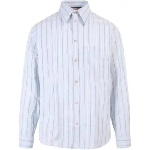 GUCCI Shirts Men's Light Blue Lapel Moderate Shirt