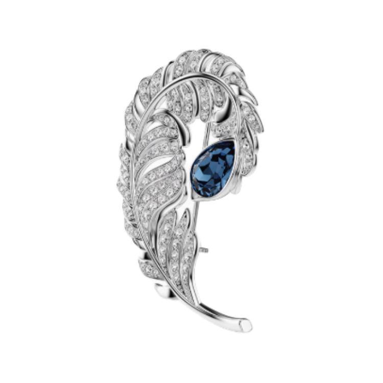 Брошь Swarovski Feather (серебряная)