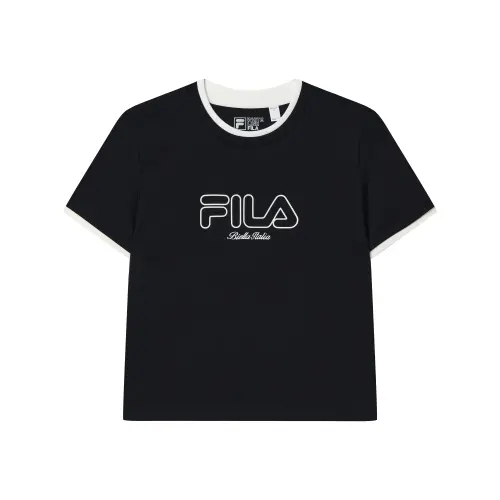 FILA ORIGINALE T Shirts Women's Legend Blue NV Crew Neck Moderate Straight Fit