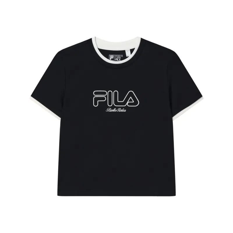 FILA ORIGINALE T Shirts Women's Legend Blue NV Crew Neck Moderate Straight Fit