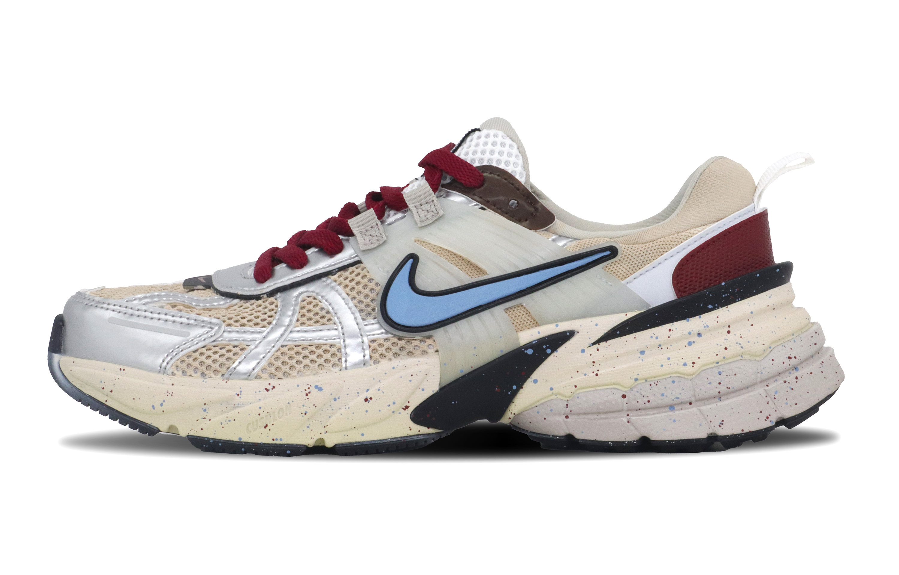 Nike V2K Run Breathable Low top Running Shoes Unisex Beige Blue Smoky Red