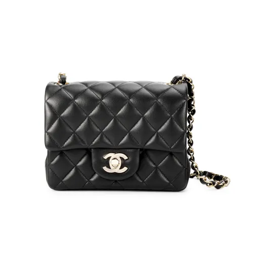 CHANEL Classic Flap CF Sheepskin Material Gold Chain Crossbody Bag, Shoulder Bag Mini Women's Black
