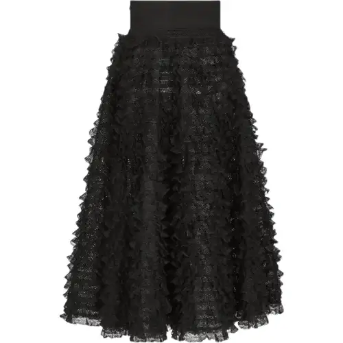 DIOR Casual Long Skirts Women's Black Moderate Mid Length A Line Skirt