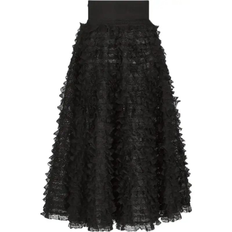 DIOR Casual Long Skirts Women's Black Moderate Mid Length A Line Skirt