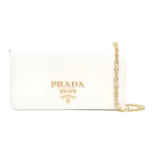 PRADA Saffiano Leather Shoulder Bag Unisex White