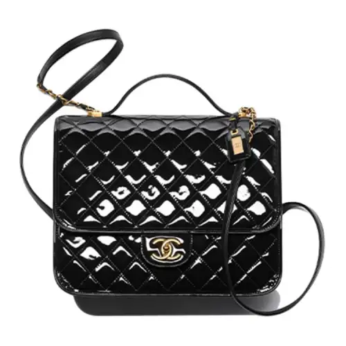 CHANEL Chanel, demi-season retro big black backpack with diamond pattern