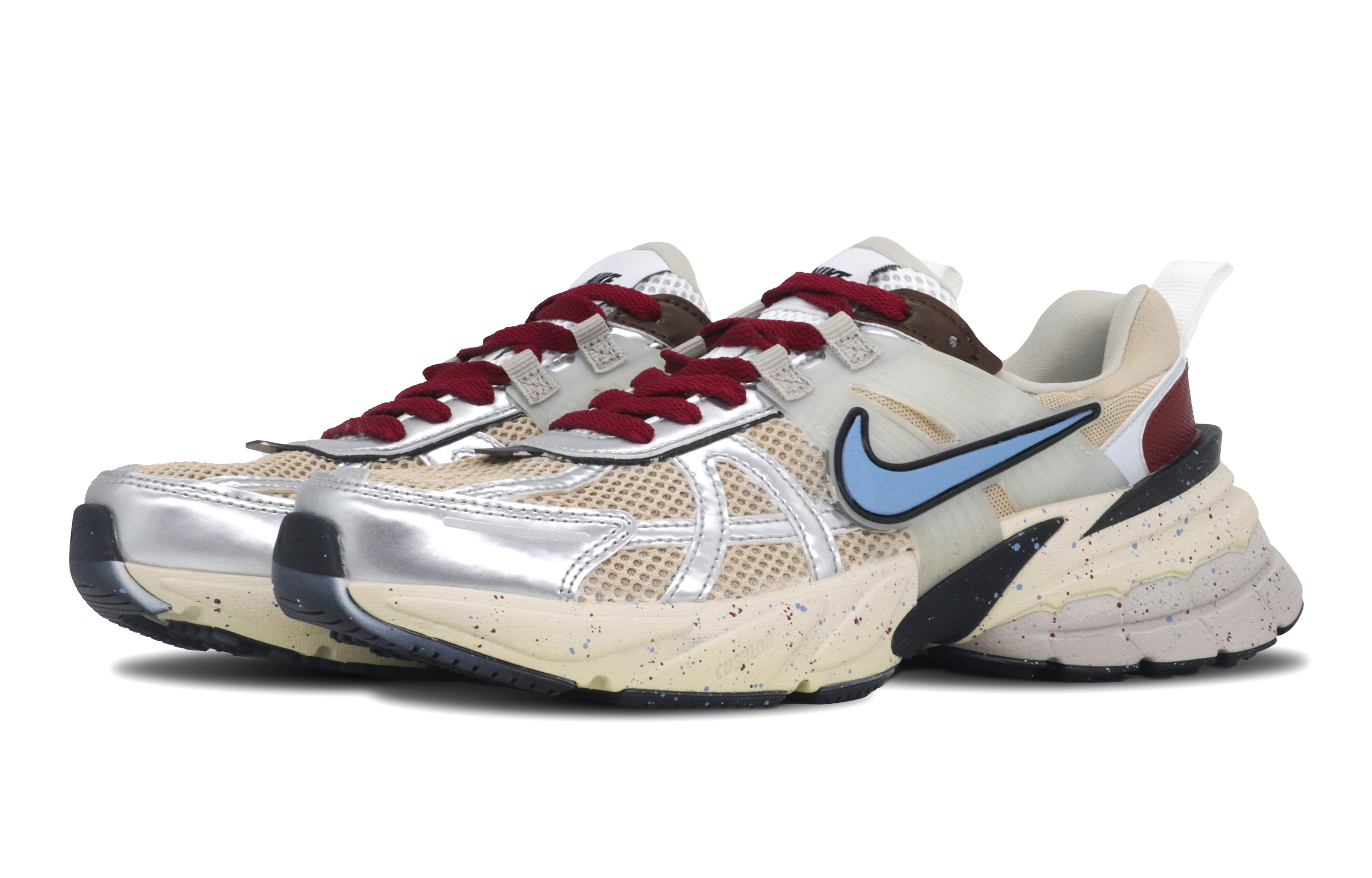 Nike V2K Run Breathable Low top Running Shoes Unisex Beige Blue Smoky Red