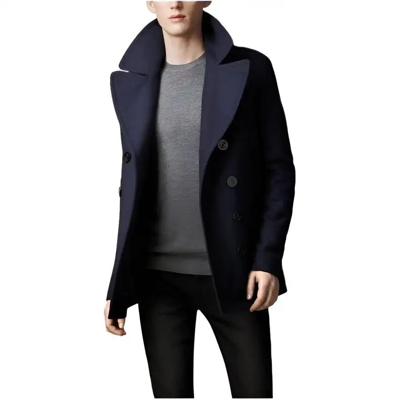 Burberry Coats Men's Blue Lapel Moderate Straight Fit