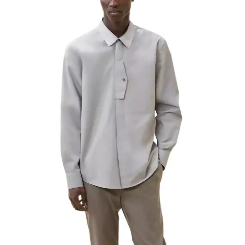HERMES Shirts Men's Lime Gray Lapel Moderate Other
