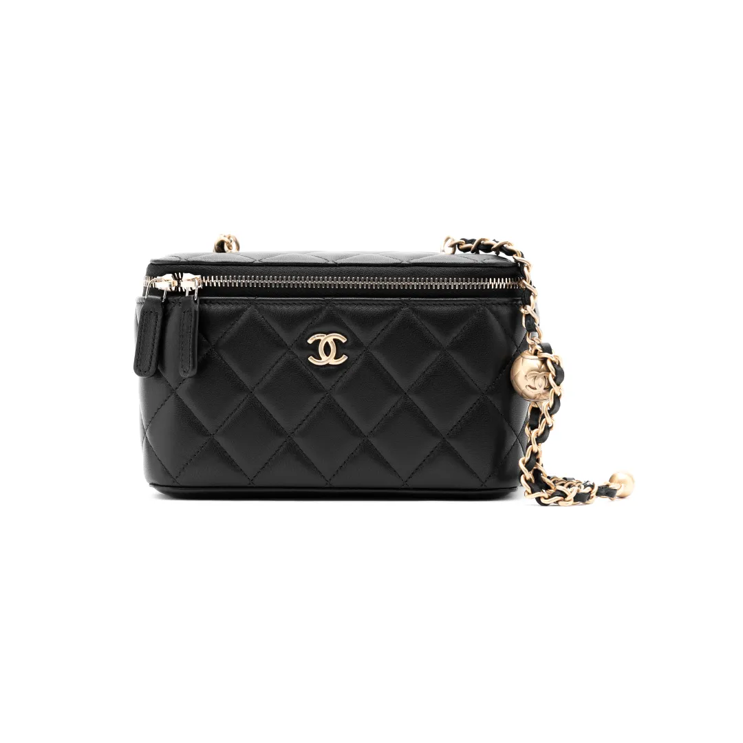 CHANEL Little Golden Ball Sheepskin Material Gold Metal Crossbody Bags Regular Women's Black