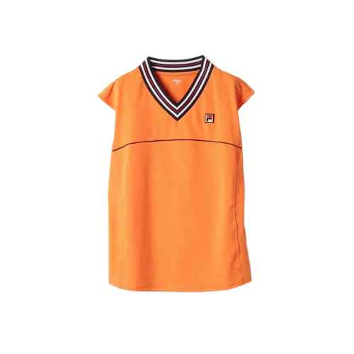 FILA T Shirts Women's Orange V Neck Moderate