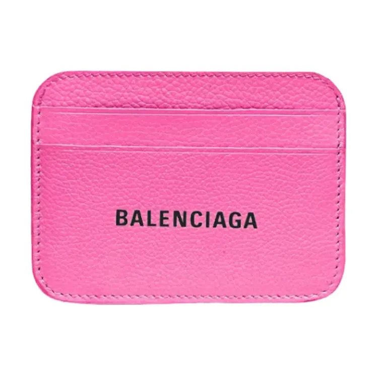 Balenciaga Grain Calfskin Card Holder Women's Bright Pink