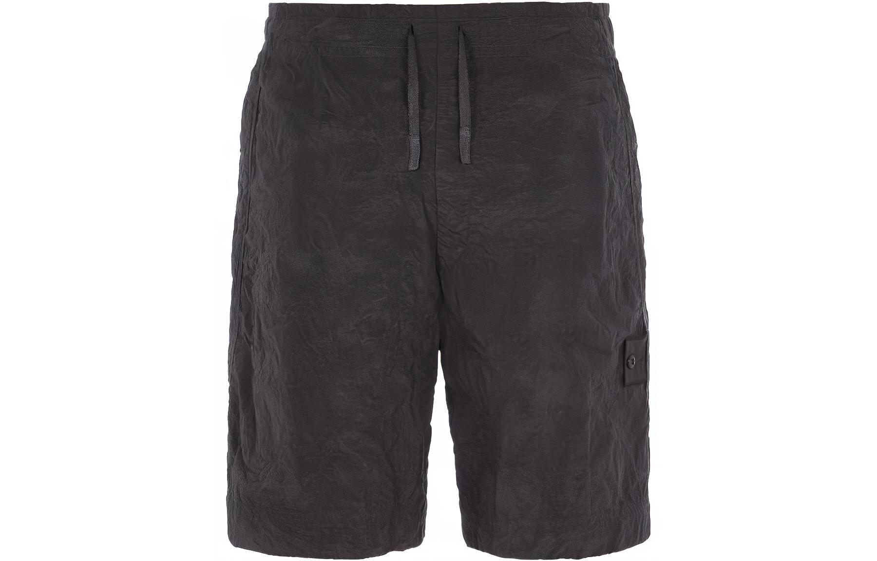 STONE ISLAND Stone Island STONE ISLAND SHADOW PROJECT series SS23 shadow project shadow series pleated metal nylon printed elastic waistband shorts swimming trunks casual shorts men's black