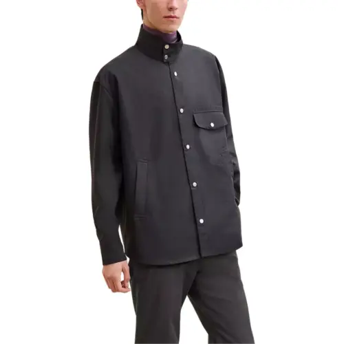 HERMES Shirts Men's Coal Black Turtleneck Moderate Other