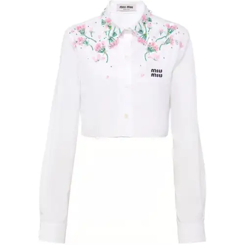 MIU MIU Shirts Women's White Lapel Moderate