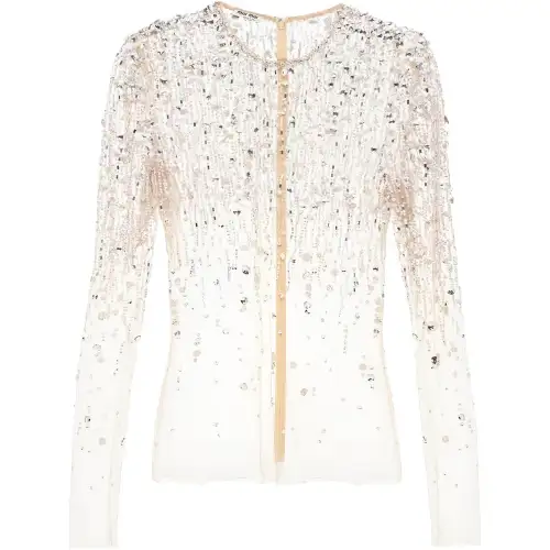 MIU MIU Crystal-embellished Sheer Top