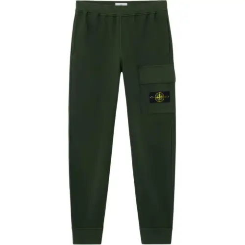 STONE ISLAND Logo Patch Tapered Leg Pants