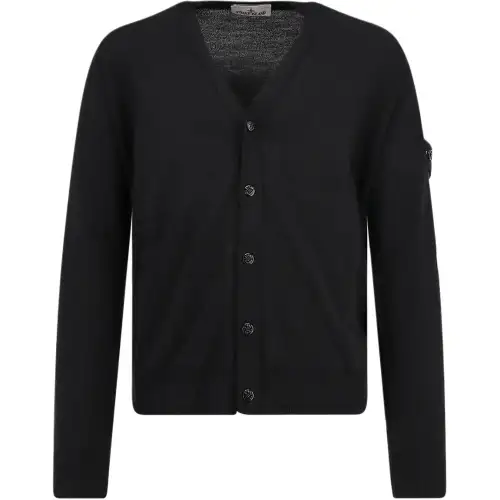 STONE ISLAND Logo Patch Knitted Cardigan