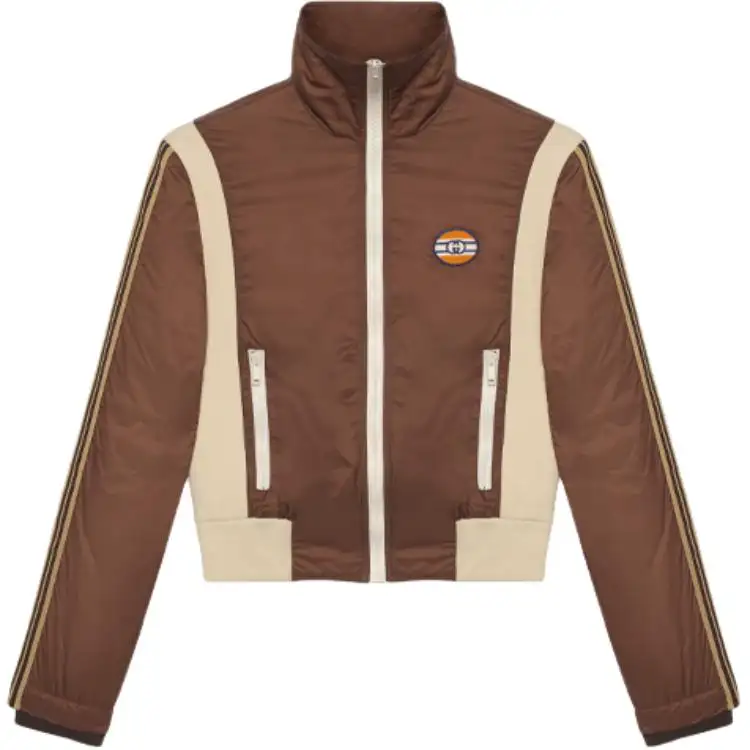 GUCCI Jackets Men's Brown Stand Collar Moderate Other