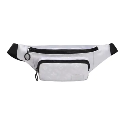 Anta Fabric Crossbody Bag, Casual Bag, Sling Bag, Fanny Pack Unisex Silver White