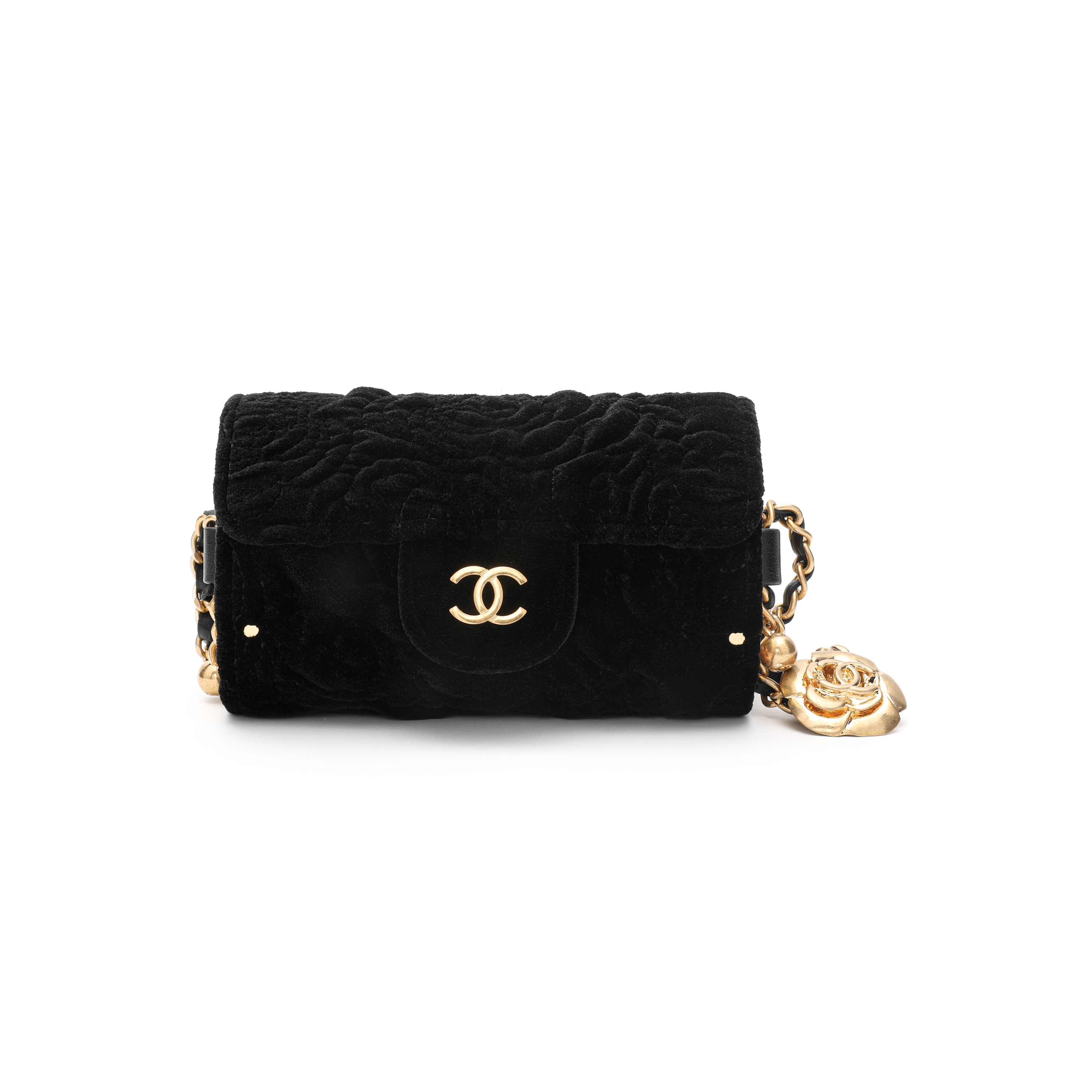 CHANEL Velvet Card Holder, Gold Coin Wallet, Flap Bag, Card Holder Women's Black
