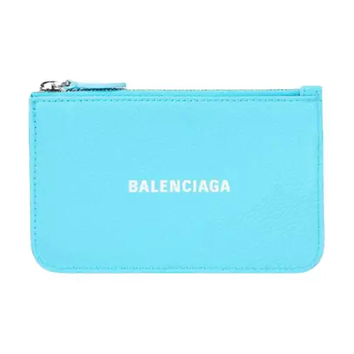 Balenciaga Cow Leather Coin Purse Wallet Large Women's Blue