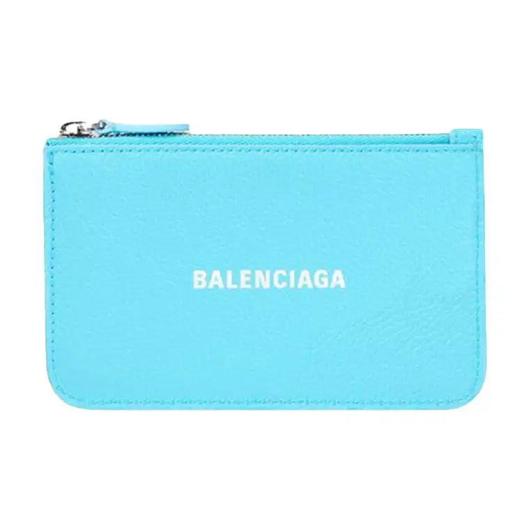 Balenciaga Cow Leather Coin Purse Wallet Large Women's Blue