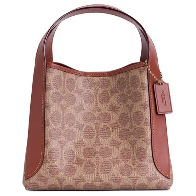 COACH Hadley Cow Leather One Shoulder Handbag Small Women's Brown Yellow & Caramel