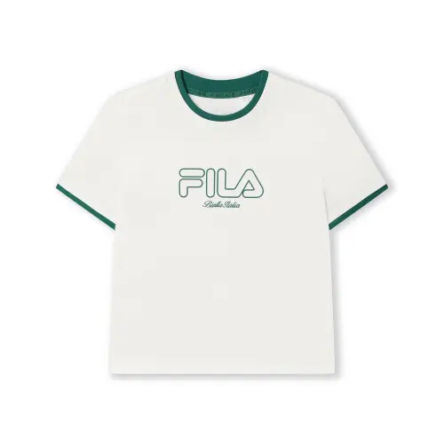 FILA ORIGINALE T Shirts Women's Cloud White WT Crew Neck Moderate Straight Fit