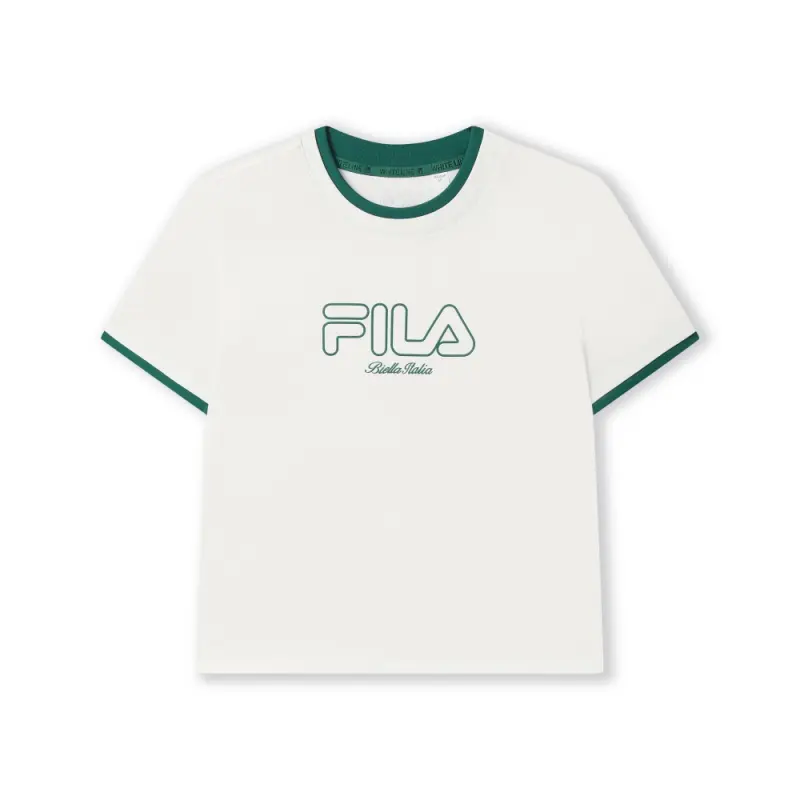 FILA ORIGINALE T Shirts Women's Cloud White WT Crew Neck Moderate Straight Fit