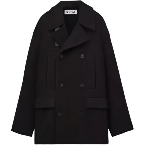 LOEWE Coats Men's Black Lapel Moderate Straight Fit