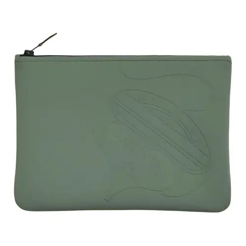 HERMES Polyamide Clutch Medium Women's P8 Kaki Green