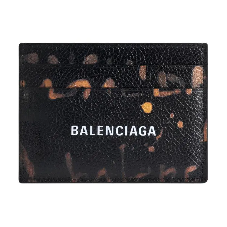 Balenciaga Cash Grained Calfskin Card Holder Women's Black