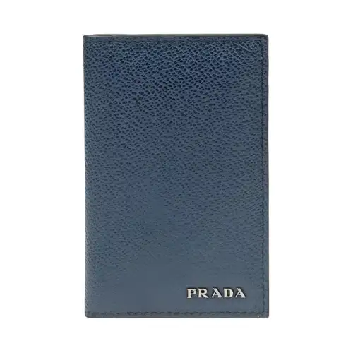 PRADA Cow Leather Card Holder Women's Blue